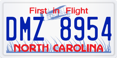 NC license plate DMZ8954