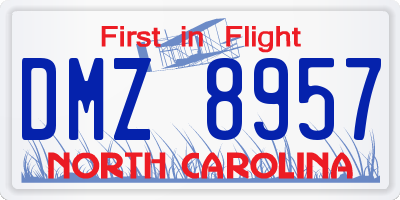 NC license plate DMZ8957
