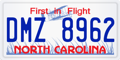 NC license plate DMZ8962