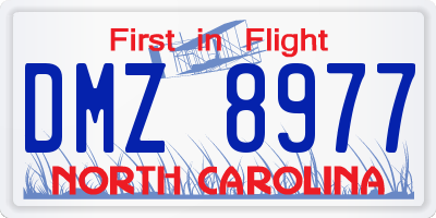 NC license plate DMZ8977