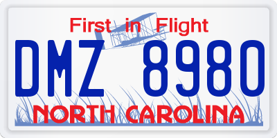 NC license plate DMZ8980
