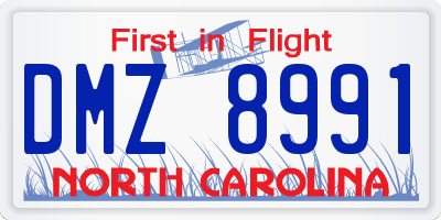 NC license plate DMZ8991