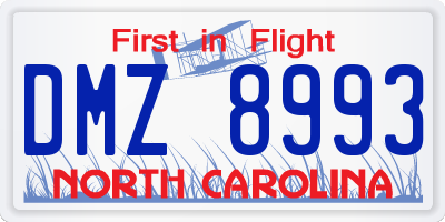 NC license plate DMZ8993