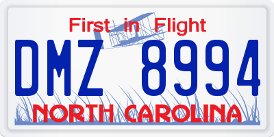 NC license plate DMZ8994