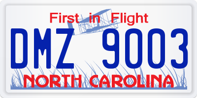 NC license plate DMZ9003