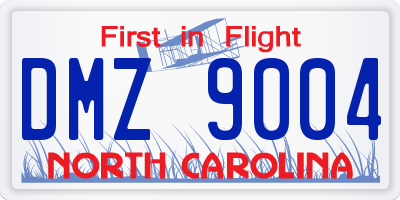 NC license plate DMZ9004