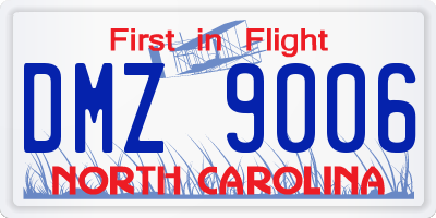 NC license plate DMZ9006