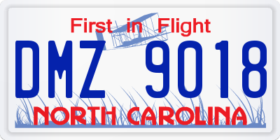 NC license plate DMZ9018