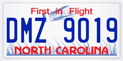 NC license plate DMZ9019