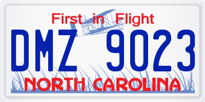 NC license plate DMZ9023