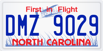 NC license plate DMZ9029