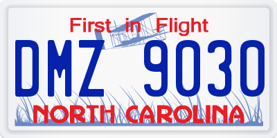 NC license plate DMZ9030