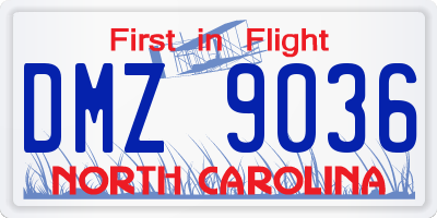 NC license plate DMZ9036