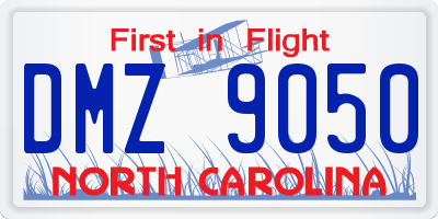 NC license plate DMZ9050