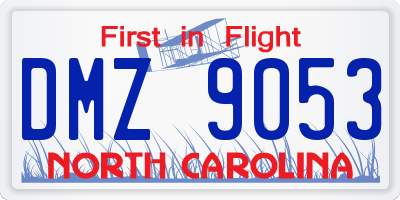 NC license plate DMZ9053