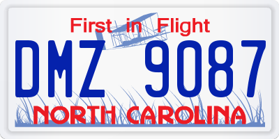 NC license plate DMZ9087
