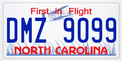 NC license plate DMZ9099