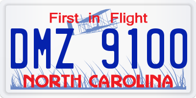 NC license plate DMZ9100