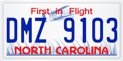 NC license plate DMZ9103