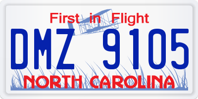 NC license plate DMZ9105