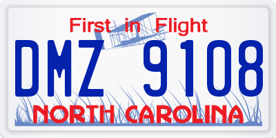 NC license plate DMZ9108