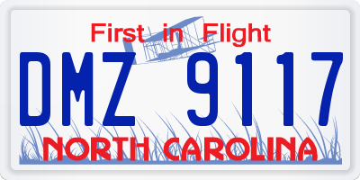 NC license plate DMZ9117