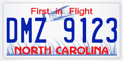 NC license plate DMZ9123