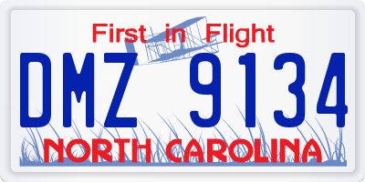 NC license plate DMZ9134