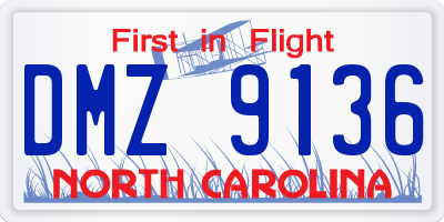 NC license plate DMZ9136