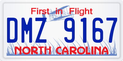 NC license plate DMZ9167