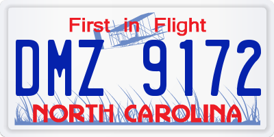 NC license plate DMZ9172