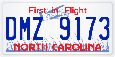 NC license plate DMZ9173