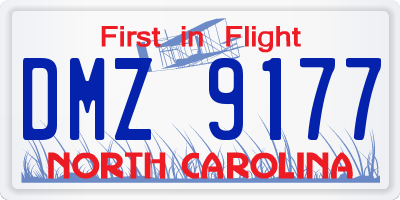 NC license plate DMZ9177