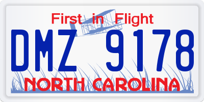 NC license plate DMZ9178