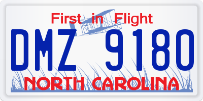 NC license plate DMZ9180