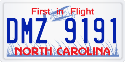 NC license plate DMZ9191