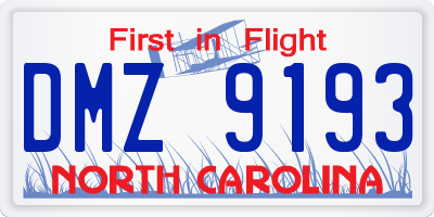 NC license plate DMZ9193
