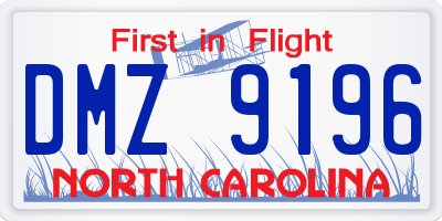 NC license plate DMZ9196