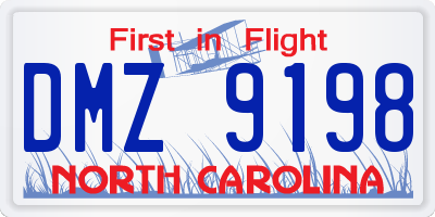 NC license plate DMZ9198