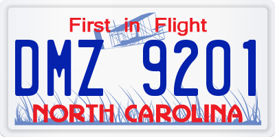 NC license plate DMZ9201