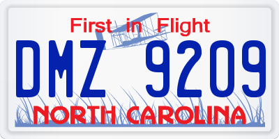 NC license plate DMZ9209