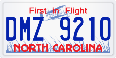 NC license plate DMZ9210