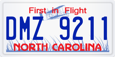 NC license plate DMZ9211