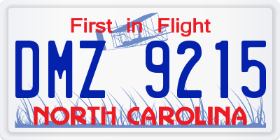 NC license plate DMZ9215