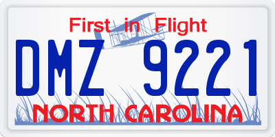 NC license plate DMZ9221