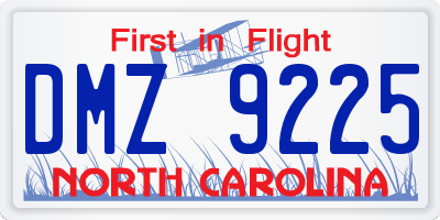NC license plate DMZ9225