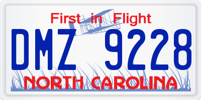 NC license plate DMZ9228