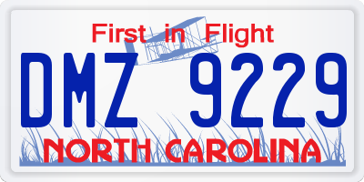 NC license plate DMZ9229