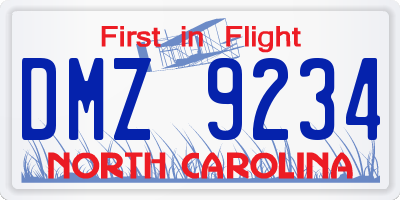 NC license plate DMZ9234