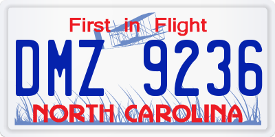 NC license plate DMZ9236